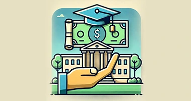 icon of hand holding college with money